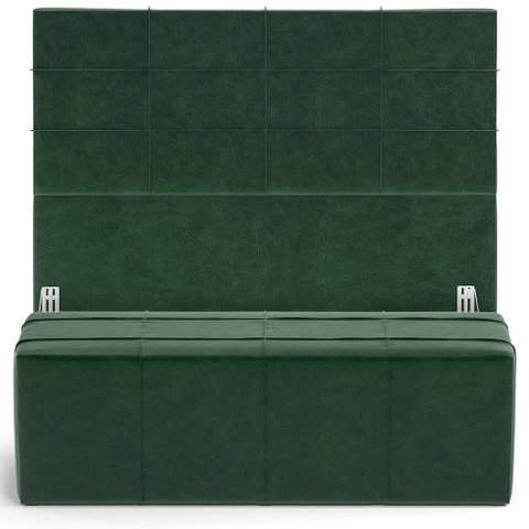 Kit Cabeceira Cama Box King 195cm com Calçadeira Roma W01 Couríssimo Verde - Lyam Lyam Decor