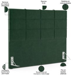 Kit Cabeceira Cama Box King 195cm com Calçadeira Roma W01 Couríssimo Verde - Lyam Lyam Decor - 5