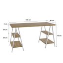 Ver imagem 3 de Escrivaninha Mesa Escritório Cavalete Estilo Kuadra 4 Prateleiras 135cm Industrial Lâmina Mel Marrom/Branca