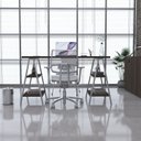 Ver imagem 1 de Escrivaninha Mesa Escritório Cavalete Estilo Kuadra 4 Prateleiras 135cm Industrial Nogal Marrom/Branca