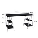 Ver imagem 3 de Escrivaninha Mesa Escritório Cavalete Estilo Kuadra 4 Prateleiras 135cm Industrial Preta Ônix Branca