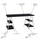 Ver imagem 5 de Escrivaninha Mesa Escritório Cavalete Estilo Kuadra 4 Prateleiras 135cm Industrial Preta Ônix Branca