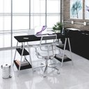 Ver imagem 6 de Escrivaninha Mesa Escritório Cavalete Estilo Kuadra 4 Prateleiras 135cm Industrial Preta Ônix Branca