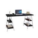 Ver imagem 4 de Escrivaninha Mesa Escritório Cavalete Estilo Kuadra 4 Prateleiras 135cm Industrial Preta Ônix Branca
