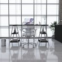 Ver imagem 1 de Escrivaninha Mesa Escritório Cavalete Estilo Kuadra 4 Prateleiras 135cm Industrial Preta Ônix Branca