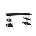 Ver imagem 2 de Escrivaninha Mesa Escritório Cavalete Estilo Kuadra 4 Prateleiras 135cm Industrial Preta Ônix Branca