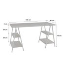 Ver imagem 3 de Escrivaninha Mesa Escritório Cavalete Estilo Kuadra 4 Prateleiras 135cm Industrial Branca