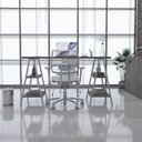 Ver imagem 1 de Escrivaninha Mesa Escritório Cavalete Estilo Kuadra 4 Prateleiras 135cm Industrial Branca
