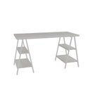 Ver imagem 2 de Escrivaninha Mesa Escritório Cavalete Estilo Kuadra 4 Prateleiras 135cm Industrial Branca