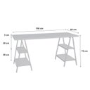 Ver imagem 3 de Escrivaninha Mesa Escritório Cavalete Estilo Kuadra 4 Prateleiras 150cm Industrial Branco