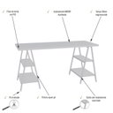 Ver imagem 5 de Escrivaninha Mesa Escritório Cavalete Estilo Kuadra 4 Prateleiras 150cm Industrial Branco