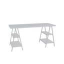 Ver imagem 2 de Escrivaninha Mesa Escritório Cavalete Estilo Kuadra 4 Prateleiras 150cm Industrial Branco