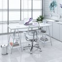 Ver imagem 6 de Escrivaninha Mesa Escritório Cavalete Estilo Kuadra 4 Prateleiras 150cm Industrial Branco