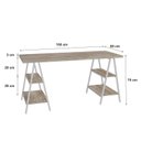 Ver imagem 3 de Escrivaninha Mesa Escritório Cavalete Estilo Kuadra 4 Prateleiras 150cm Industrial Carvalho Marrom/Branca