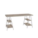 Ver imagem 2 de Escrivaninha Mesa Escritório Cavalete Estilo Kuadra 4 Prateleiras 150cm Industrial Carvalho Marrom/Branca