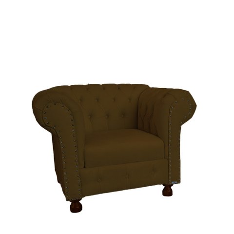 Poltrona Luis XV Chesterfield Capitone Suede Marrom Decorativa / Sala, Tv, Estar, Recepção