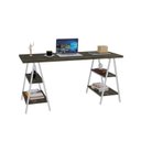 Ver imagem 4 de Escrivaninha Mesa Escritório Cavalete Estilo Kuadra 4 Prateleiras 150cm Industrial Carvalho Dark Marrom/Branca