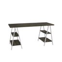 Ver imagem 2 de Escrivaninha Mesa Escritório Cavalete Estilo Kuadra 4 Prateleiras 150cm Industrial Carvalho Dark Marrom/Branca