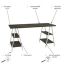 Ver imagem 5 de Escrivaninha Mesa Escritório Cavalete Estilo Kuadra 4 Prateleiras 150cm Industrial Carvalho Dark Marrom/Branca