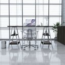 Ver imagem 1 de Escrivaninha Mesa Escritório Cavalete Estilo Kuadra 4 Prateleiras 150cm Industrial Carvalho Dark Marrom/Branca