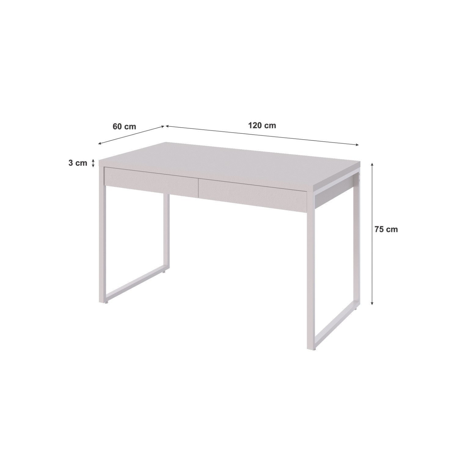 Mesa Para Escritório 120Cm 2 Gavetas Kuadra - 3