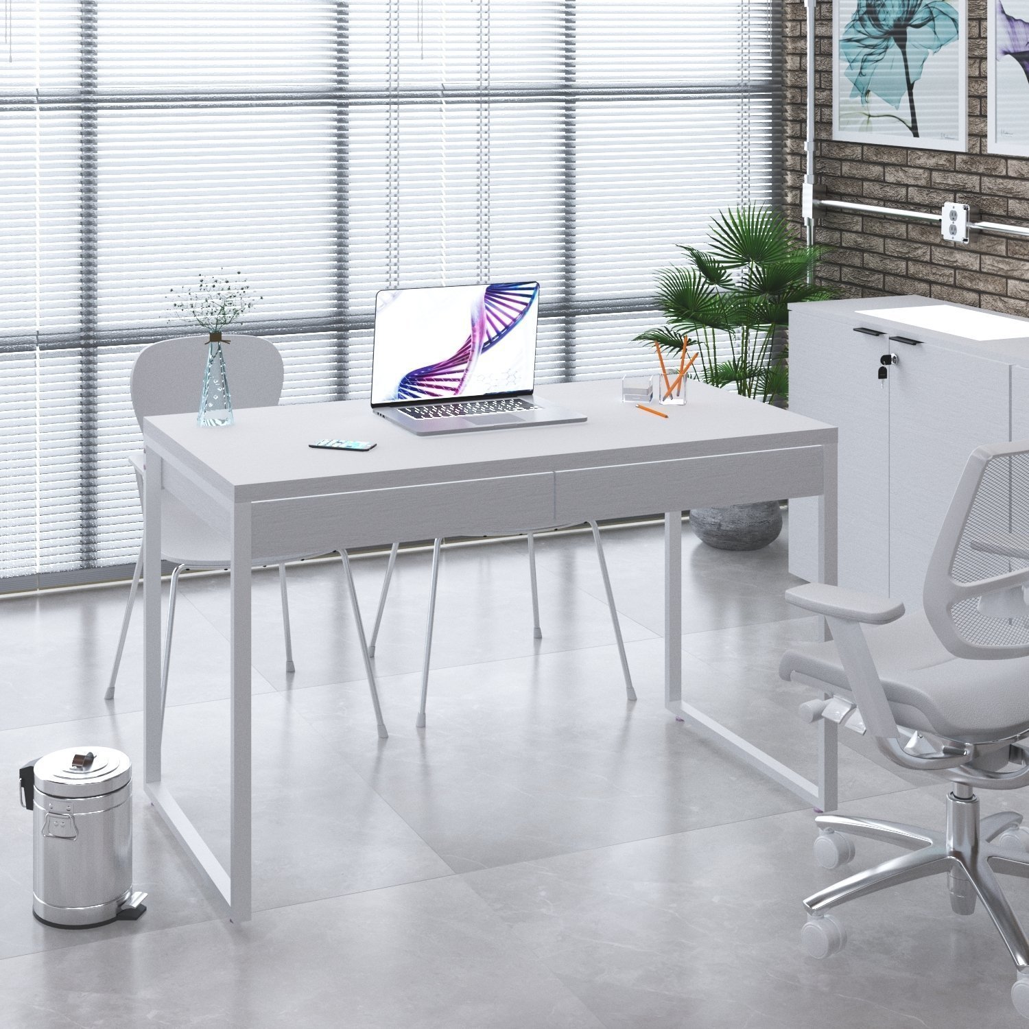 Mesa Para Escritório 120Cm 2 Gavetas Kuadra - 7