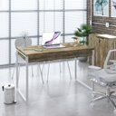 Ver imagem 7 de Escrivaninha Mesa Escritório Kuadra 2 Gavetas 120cm Industrial Carvalho e Branco Marrom