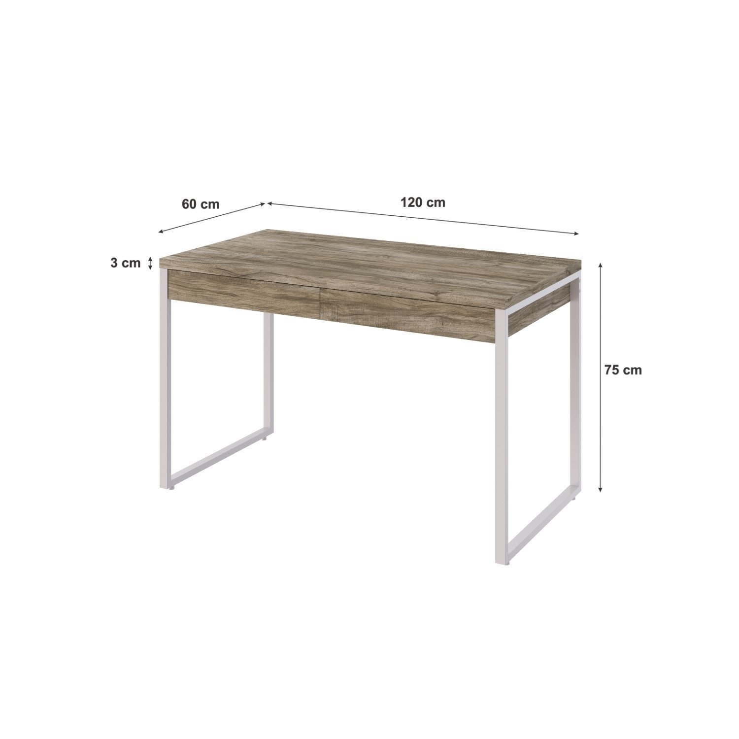 Mesa Para Escritório 120Cm 2 Gavetas Kuadra - 5