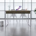 Ver imagem 1 de Escrivaninha Mesa Escritório Kuadra 2 Gavetas 120cm Industrial Carvalho e Branco Marrom