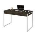 Ver imagem 4 de Escrivaninha Mesa Escritório Kuadra 2 Gavetas 120cm Industrial Carvalho Dark e Branco Chess Marrom