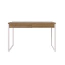 Ver imagem 2 de Escrivaninha Mesa Escritório Kuadra 2 Gavetas 120cm Industrial Lamina Mel e Branco Marrom