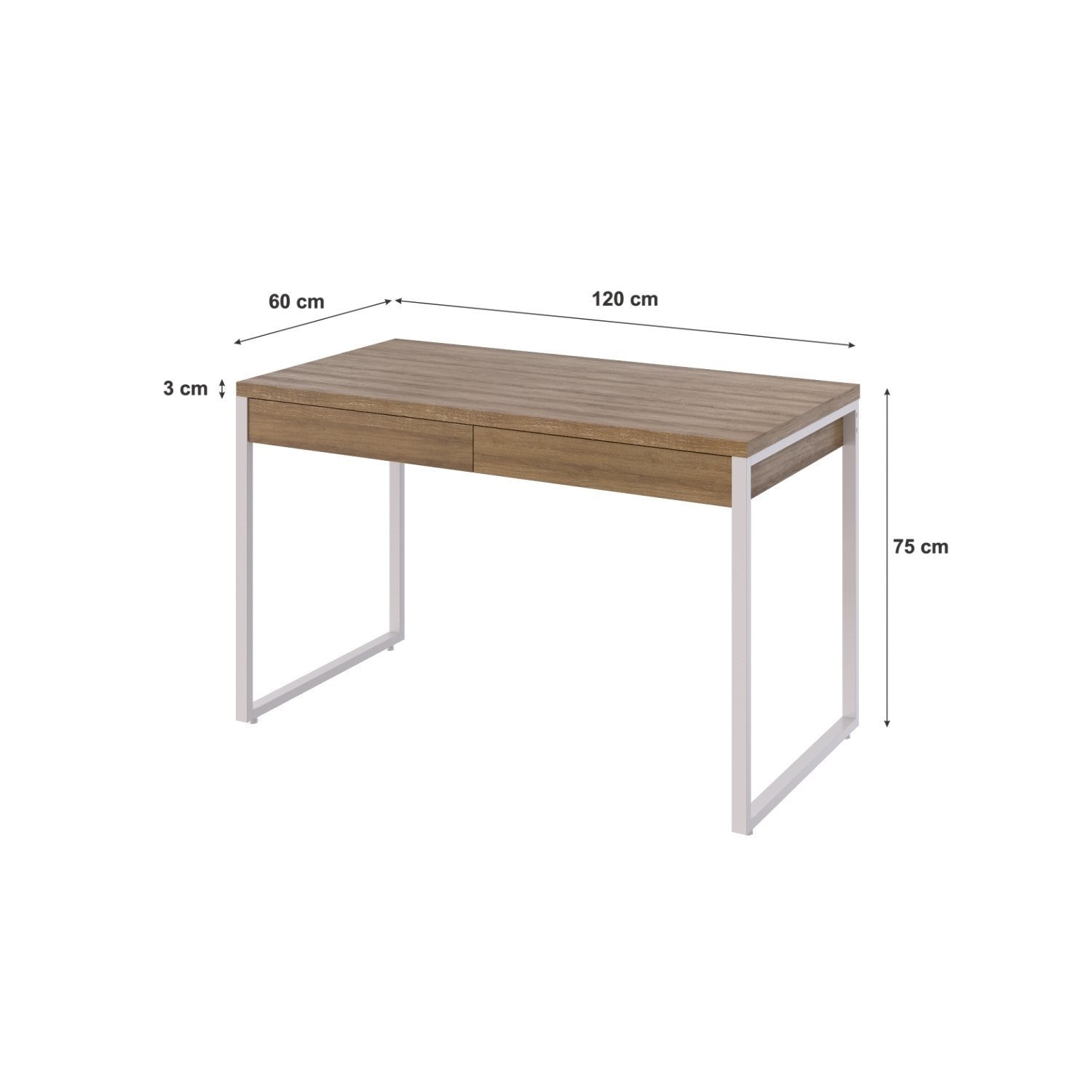 Mesa Para Escritório 120Cm 2 Gavetas Kuadra - 3