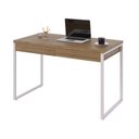 Ver imagem 4 de Escrivaninha Mesa Escritório Kuadra 2 Gavetas 120cm Industrial Lamina Mel e Branco Marrom