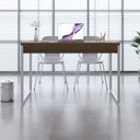 Ver imagem 1 de Escrivaninha Mesa Escritório Kuadra 2 Gavetas 120cm Industrial Lamina Mel e Branco Marrom