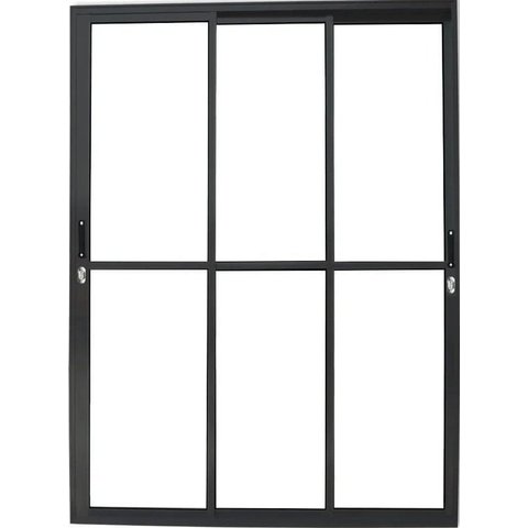 Porta de Aluminio Sacada 3 Folhas Móveis com Fechadura Linha Premium:preto/2,10 X 1,50
