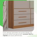 Ver imagem 7 de Guarda-Roupa Casal 218x180x47cm 3 Portas de Correr 9 Gavetas Cinamomo Off-White Linha Luana