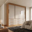 Ver imagem 1 de Guarda-Roupa Casal 218x180x47cm 3 Portas de Correr 9 Gavetas Cinamomo Off-White Linha Luana