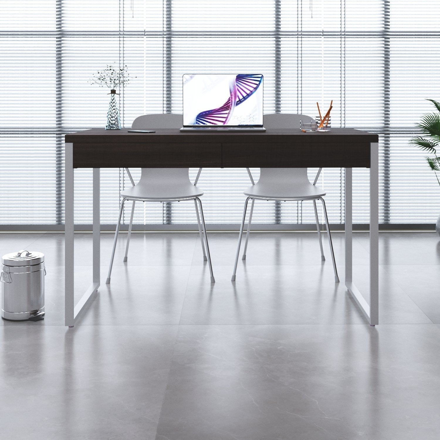 Mesa Para Escritório 120Cm 2 Gavetas Kuadra - 1
