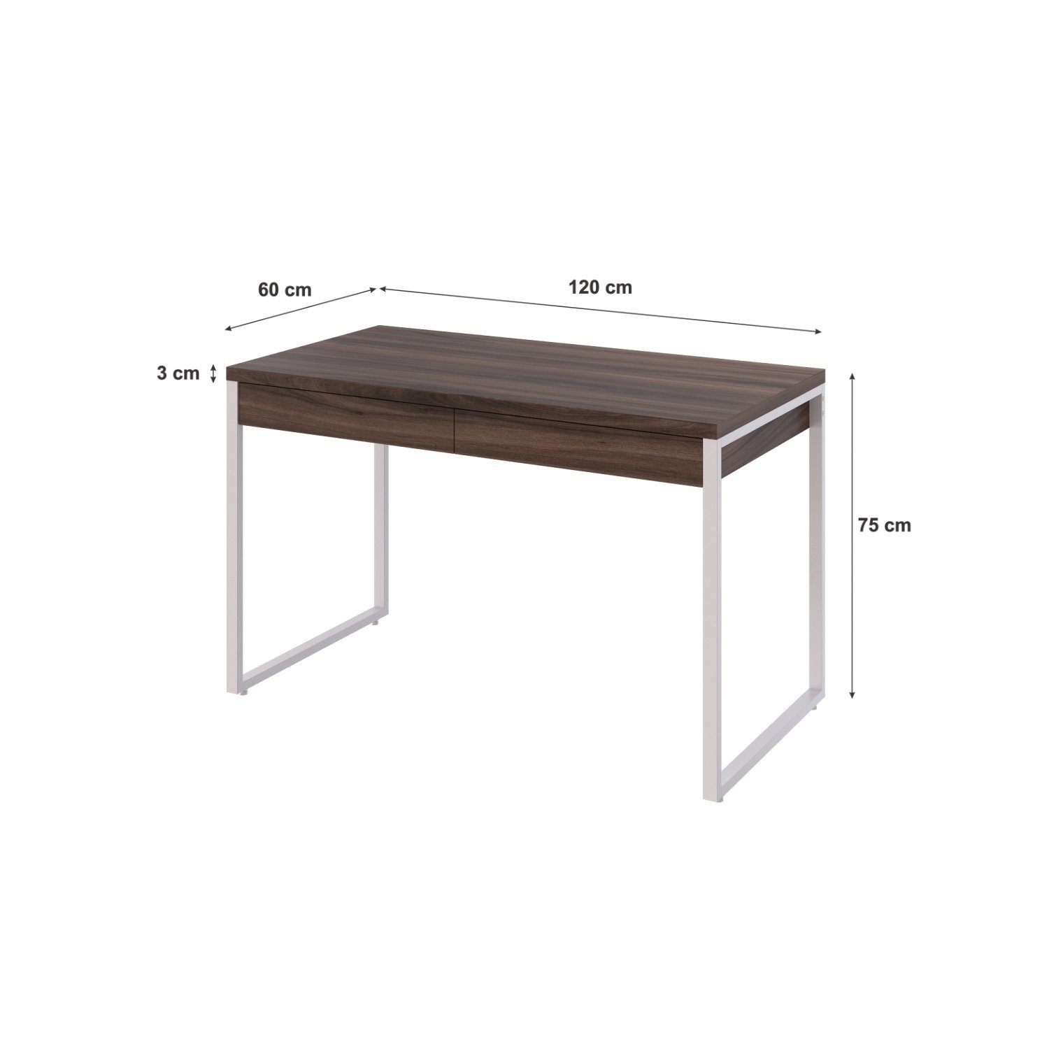 Mesa Para Escritório 120Cm 2 Gavetas Kuadra - 3