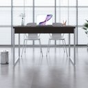 Ver imagem 1 de Escrivaninha Mesa Escritório Kuadra 2 Gavetas 120cm Industrial Nogal e Branco Marrom