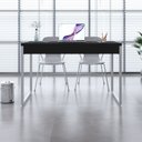 Ver imagem 1 de Escrivaninha Mesa Escritório Kuadra 2 Gavetas 120cm Industrial Preto Ônix e Branco Chess