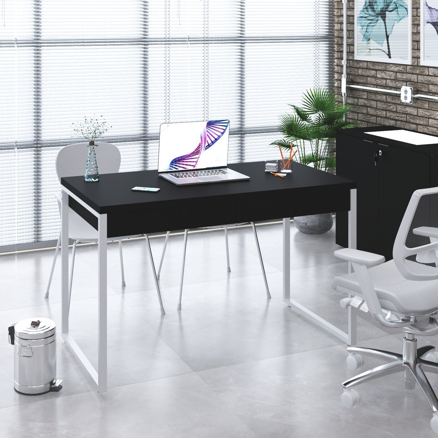 Mesa Para Escritório 120Cm 2 Gavetas Kuadra - 7