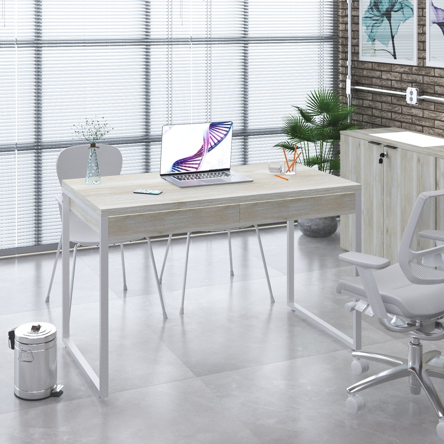 Mesa Para Escritório 120Cm 2 Gavetas Kuadra - 7