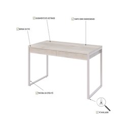 Escrivaninha Mesa Escritório 120Cm 2 Gavetas Kuadra - 5 Escrivaninha Mesa Escritório 120Cm 2 Gavetas Kuadra - 5