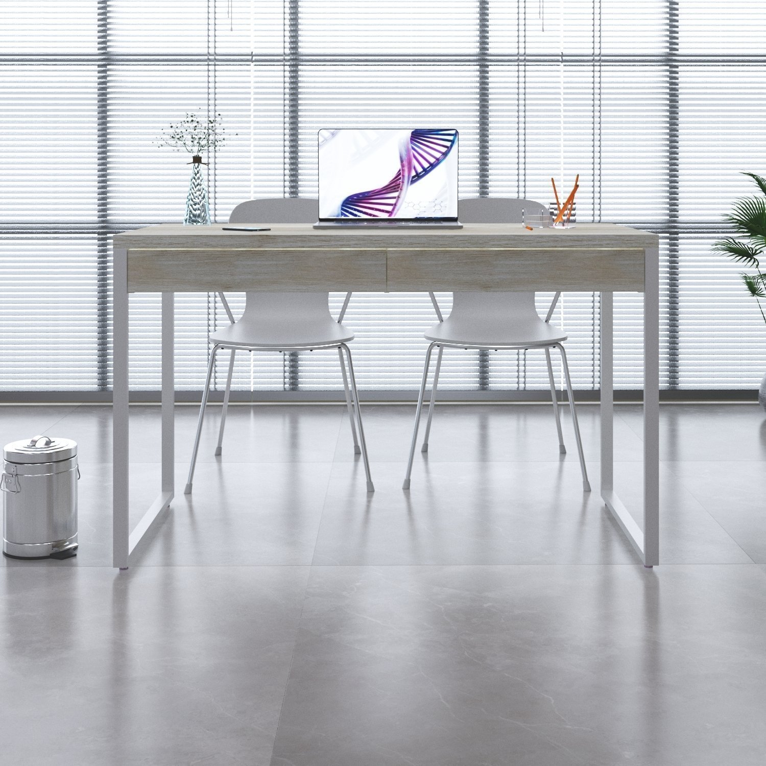 Mesa Para Escritório 120Cm 2 Gavetas Kuadra - 1