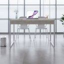 Ver imagem 1 de Escrivaninha Mesa Escritório Kuadra 2 Gavetas 120cm Industrial Snow e Branco Chess