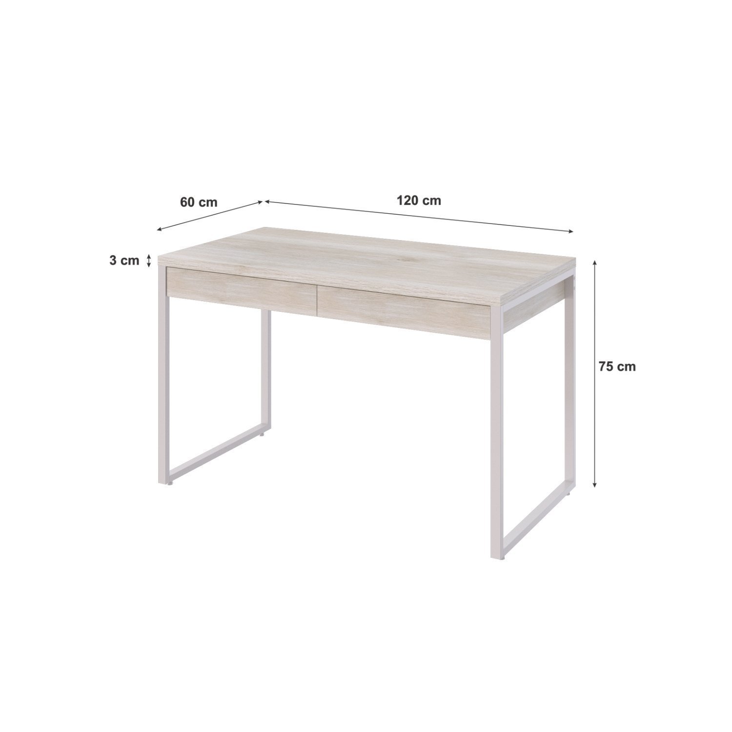 Mesa Para Escritório 120Cm 2 Gavetas Kuadra - 3