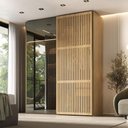 Ver imagem 1 de Guarda Roupa Solteiro Nilo 2 Portas de Correr 2 Gavetas 100% MDF com Vidro Reflecta LED Olmo