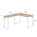 Ver imagem 3 de Escrivaninha Mesa Escritório em L Estilo Kuadra 120cm Industrial Carvalho e Branco Marrom