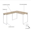 Ver imagem 5 de Escrivaninha Mesa Escritório em L Estilo Kuadra 120cm Industrial Carvalho e Branco Marrom